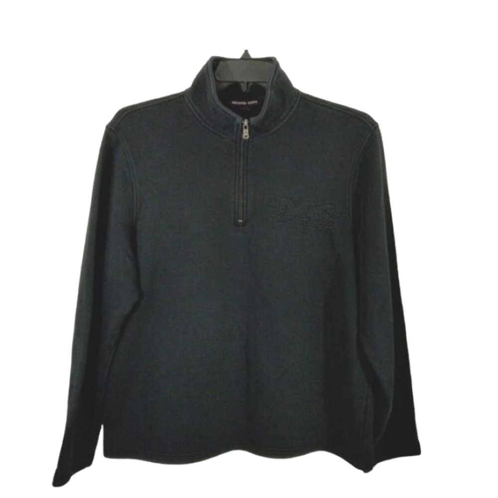 Michael Kors Womens Black Sweatshirt Pullover Quarter Zip Mock Neck